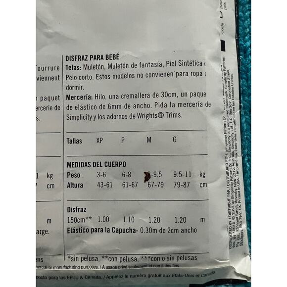 Simplicity 1753 Pattern Baby footie pajamas snow suit size xs-L - Picture 6 of 6